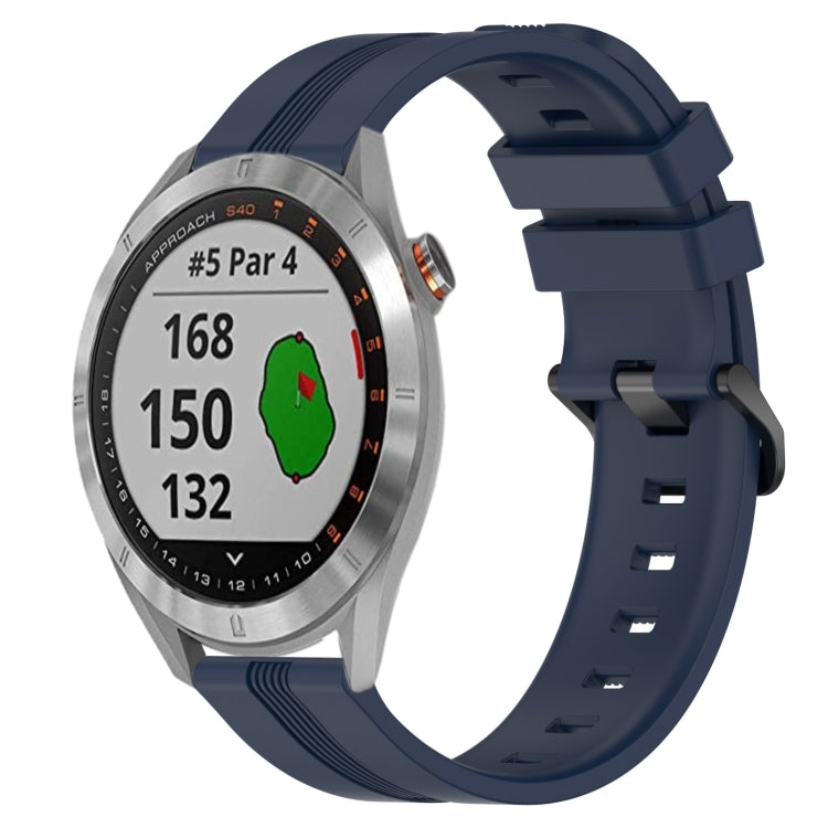 For Garmin Approach S40 20mm Concave Striped Slicone Watch Band