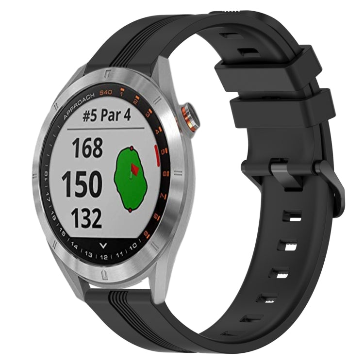 For Garmin Approach S40 20mm Concave Striped Slicone Watch Band