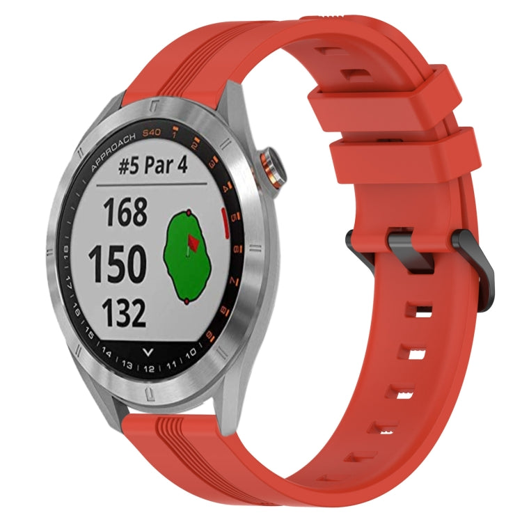 For Garmin Approach S40 20mm Concave Striped Slicone Watch Band