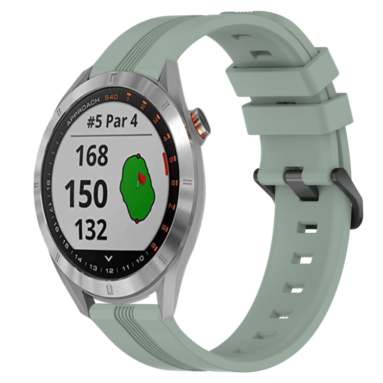 For Garmin Approach S40 20mm Concave Striped Slicone Watch Band