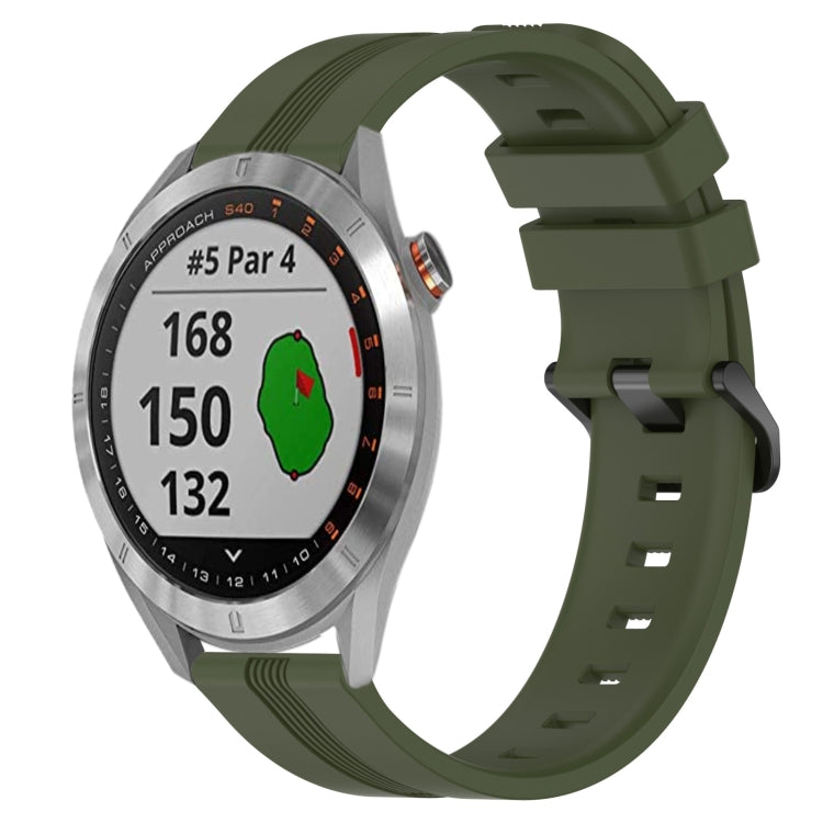For Garmin Approach S40 20mm Concave Striped Slicone Watch Band