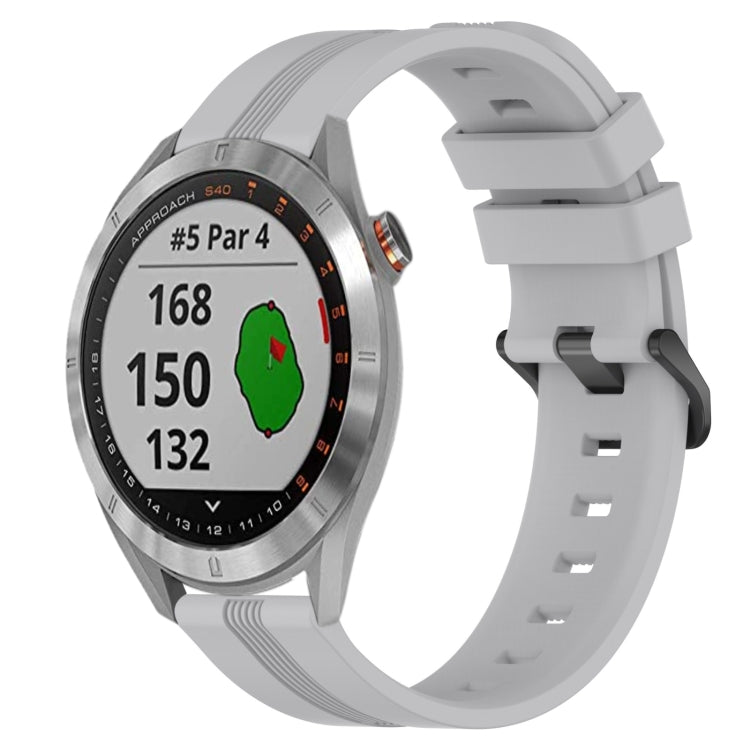 For Garmin Approach S40 20mm Concave Striped Slicone Watch Band