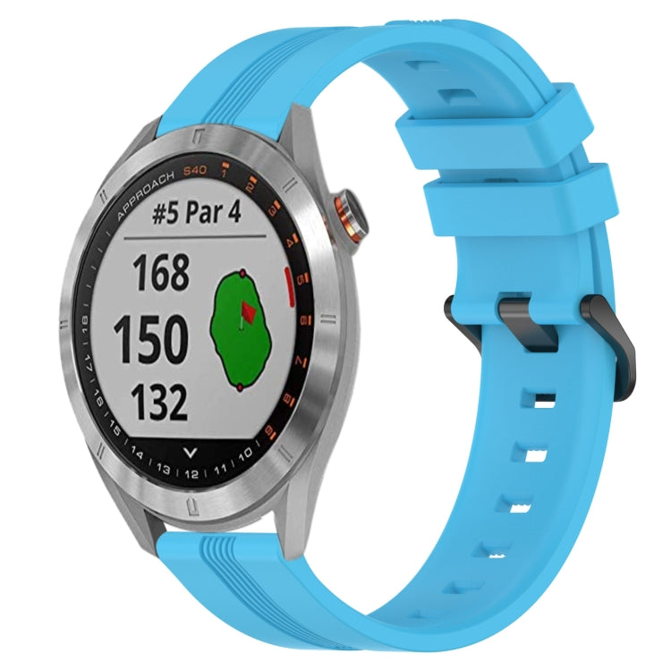 For Garmin Approach S40 20mm Concave Striped Slicone Watch Band