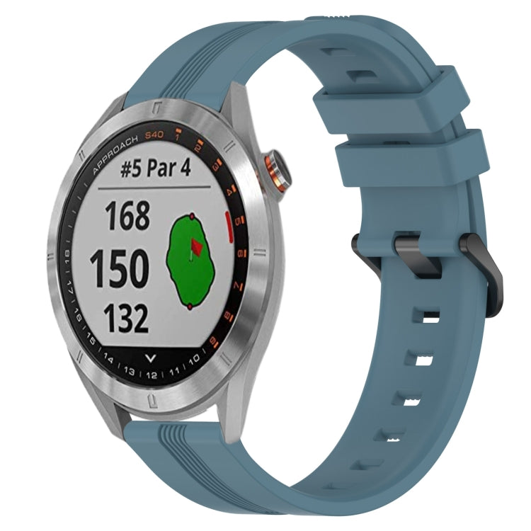 For Garmin Approach S40 20mm Concave Striped Slicone Watch Band