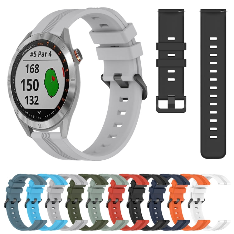 For Garmin Approach S40 20mm Concave Striped Slicone Watch Band