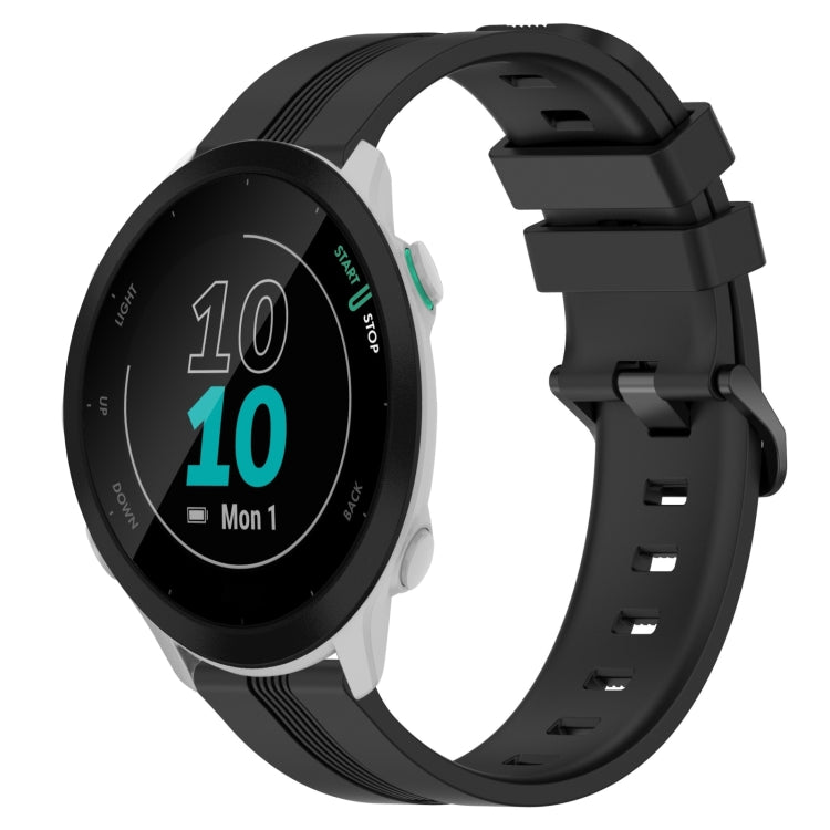For Garmin Forerunner 158 20mm Concave Striped Slicone Watch Band