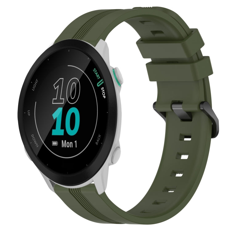 For Garmin Forerunner 158 20mm Concave Striped Slicone Watch Band