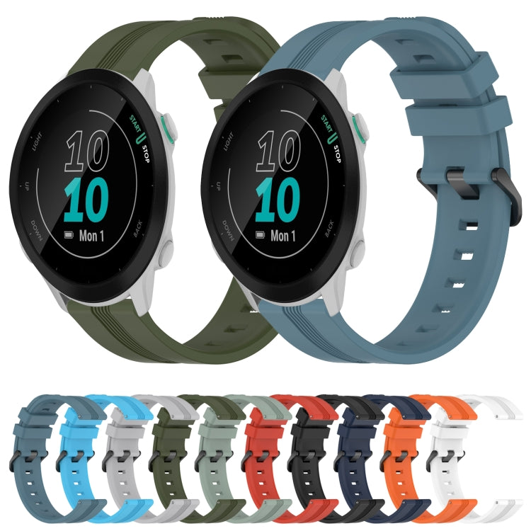 For Garmin Forerunner 158 20mm Concave Striped Slicone Watch Band