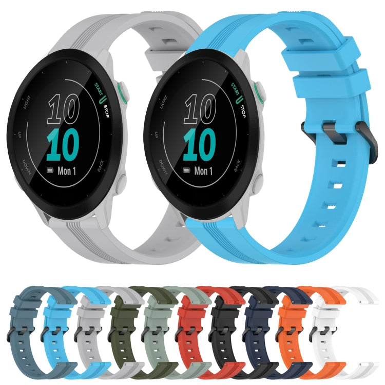 For Garmin Forerunner 55 20mm Concave Striped Slicone Watch Band