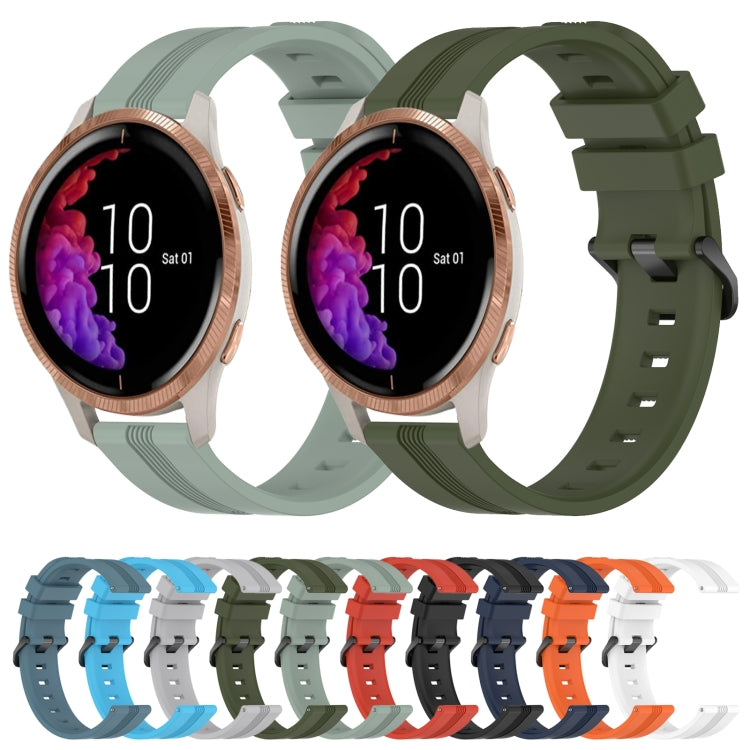 For Garmin Venu 20mm Concave Striped Slicone Watch Band