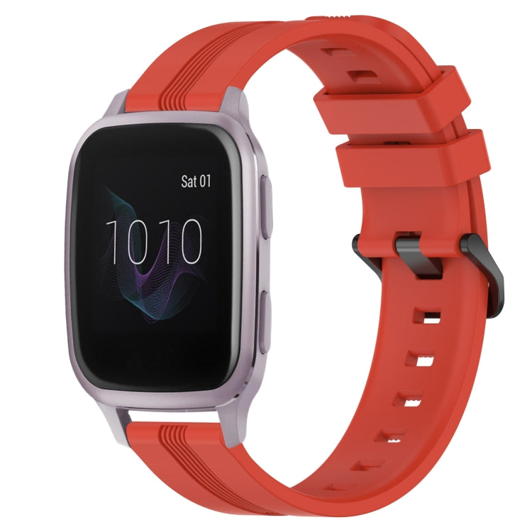 For Garmin Venu SQ 20mm Concave Striped Slicone Watch Band