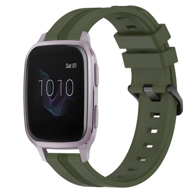 For Garmin Venu SQ 20mm Concave Striped Slicone Watch Band