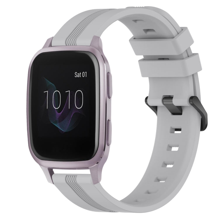 For Garmin Venu SQ 20mm Concave Striped Slicone Watch Band