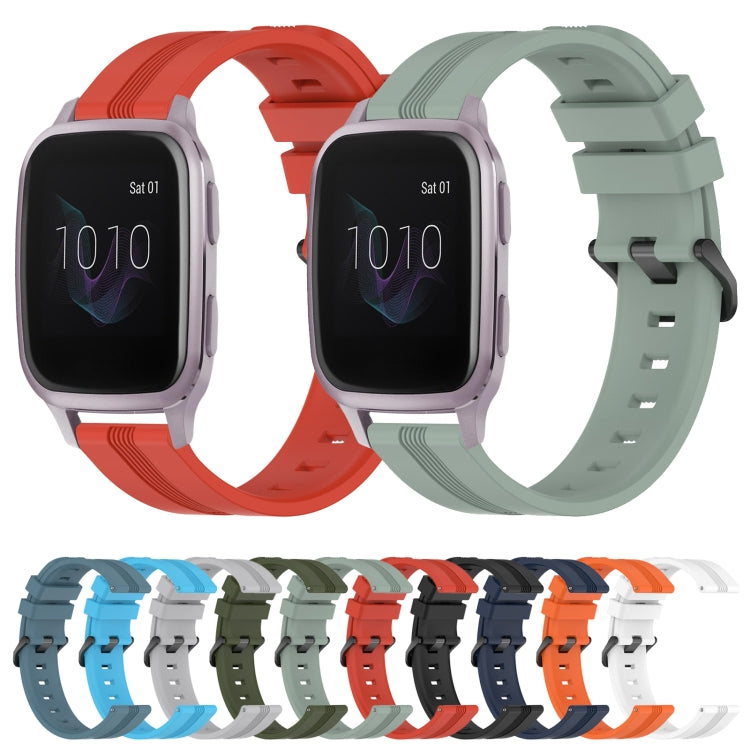 For Garmin Venu SQ 20mm Concave Striped Slicone Watch Band