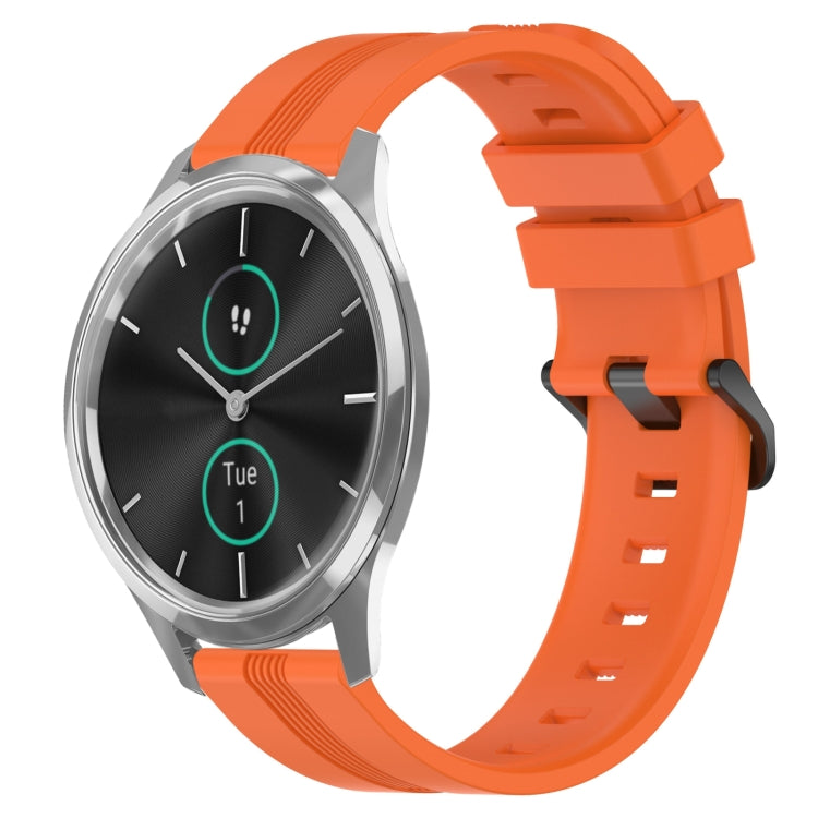 For Garmin Garminmove Luxe 20mm Concave Striped Slicone Watch Band