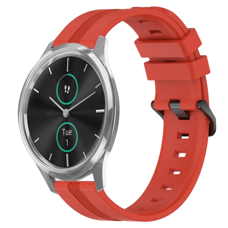 For Garmin Garminmove Luxe 20mm Concave Striped Slicone Watch Band
