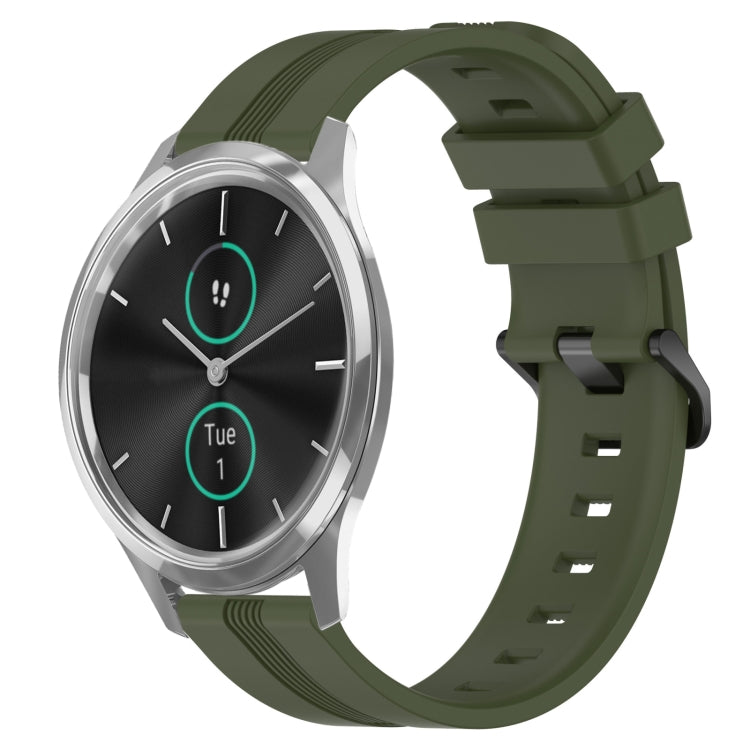 For Garmin Garminmove Luxe 20mm Concave Striped Slicone Watch Band