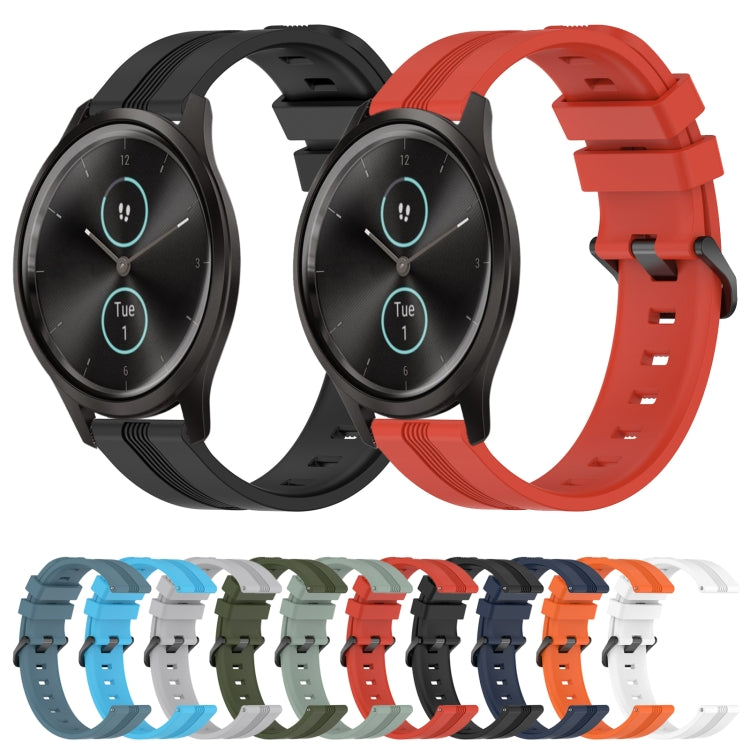 For Garmin Garminmove Style 20mm Concave Striped Slicone Watch Band