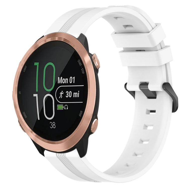 For Garmin Forerunner 645 Music 20mm Concave Striped Slicone Watch Band