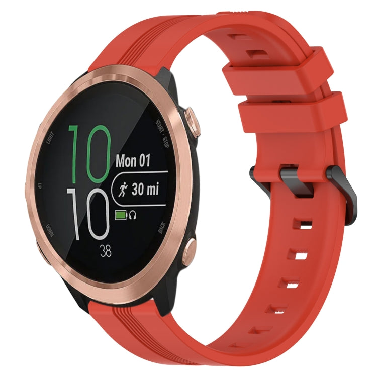 For Garmin Forerunner 645 Music 20mm Concave Striped Slicone Watch Band