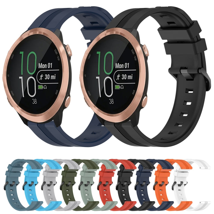 For Garmin Forerunner 645 Music 20mm Concave Striped Slicone Watch Band