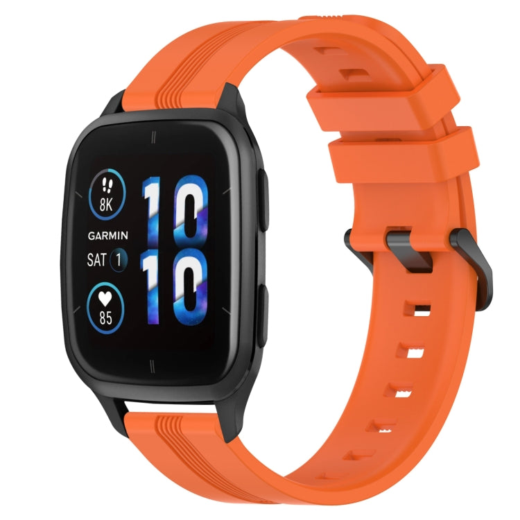 For Garmin Forerunner Sq2 20mm Concave Striped Slicone Watch Band