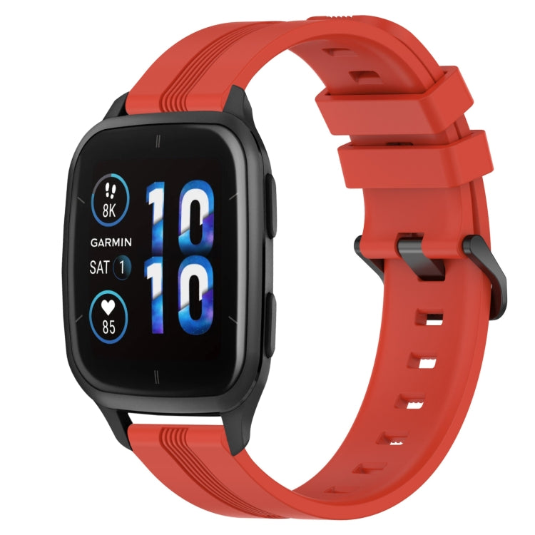 For Garmin Forerunner Sq2 20mm Concave Striped Slicone Watch Band