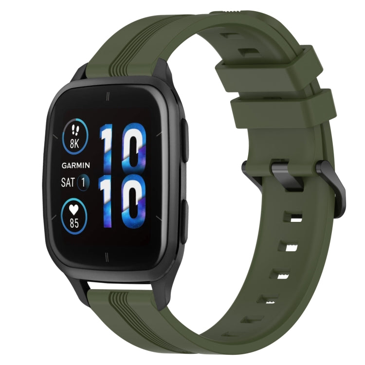 For Garmin Forerunner Sq2 20mm Concave Striped Slicone Watch Band