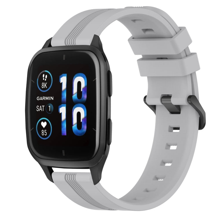 For Garmin Forerunner Sq2 20mm Concave Striped Slicone Watch Band