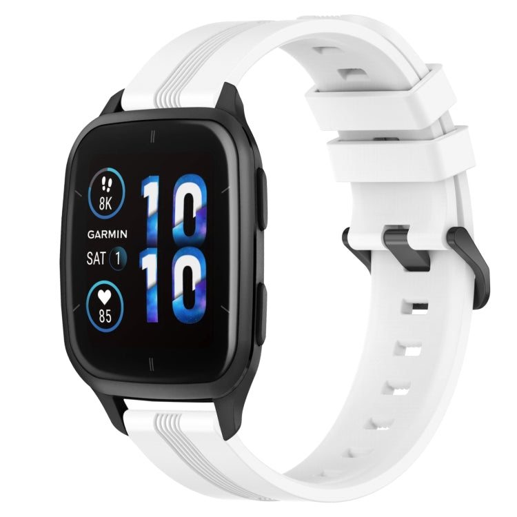 For Garmin Forerunner Sq2 Music 20mm Concave Striped Slicone Watch Band