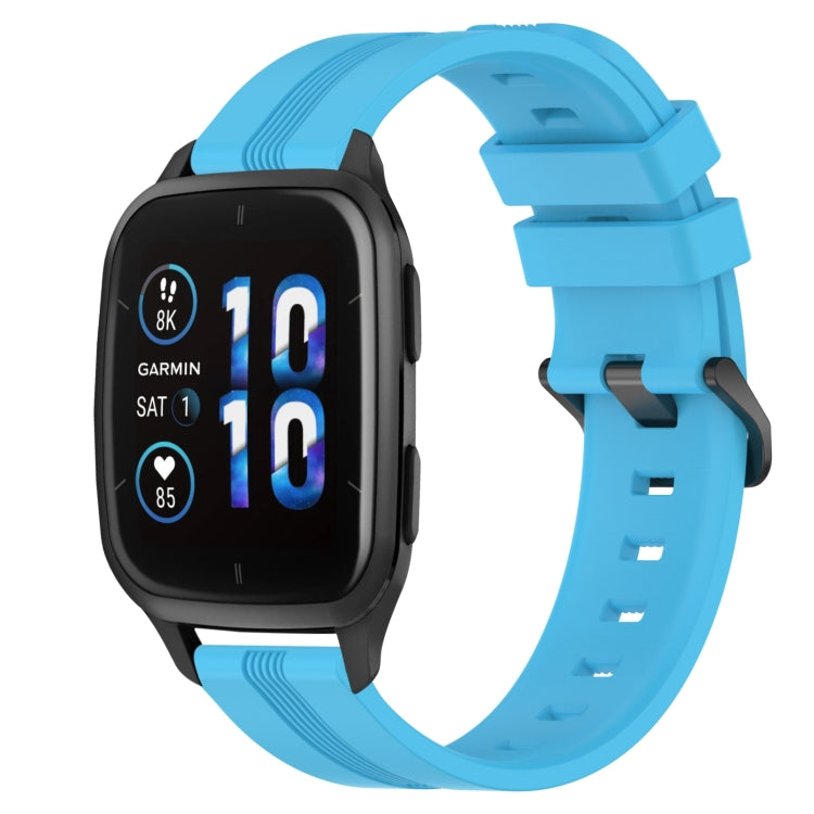 For Garmin Forerunner Sq2 Music 20mm Concave Striped Slicone Watch Band