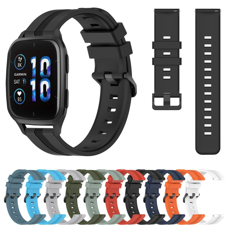 For Garmin Forerunner Sq2 Music 20mm Concave Striped Slicone Watch Band