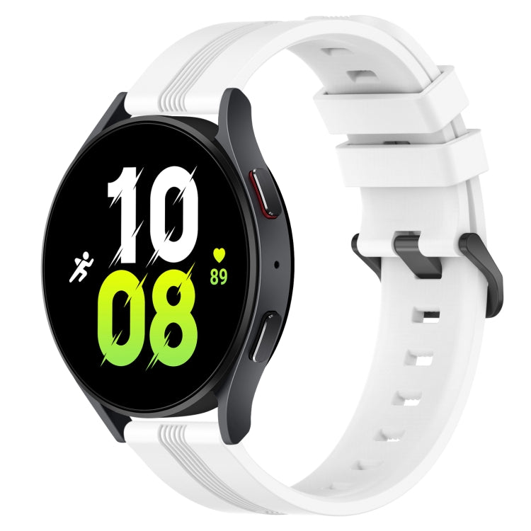 For Samsung Galaxy Watch5 44mm 20mm Concave Striped Slicone Watch Band