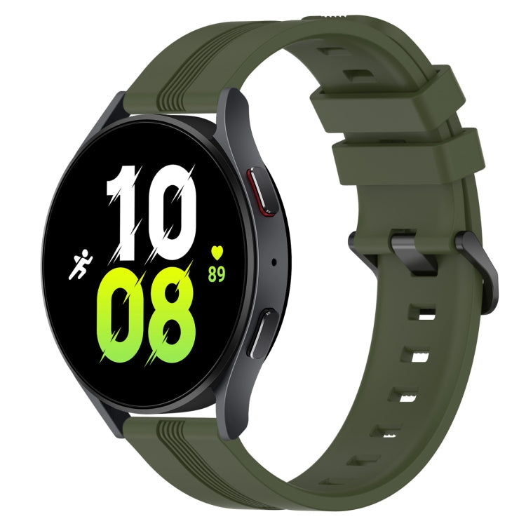 For Samsung Galaxy Watch5 44mm 20mm Concave Striped Slicone Watch Band