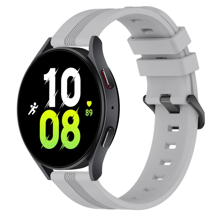 For Samsung Galaxy Watch5 44mm 20mm Concave Striped Slicone Watch Band
