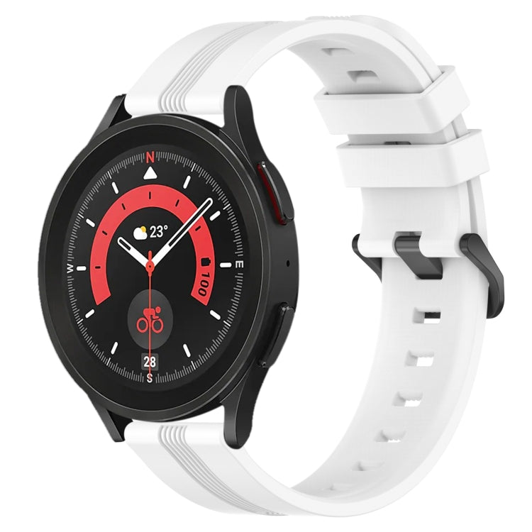 For Samsung Galaxy Watch5 Pro 45mm 20mm Concave Striped Slicone Watch Band