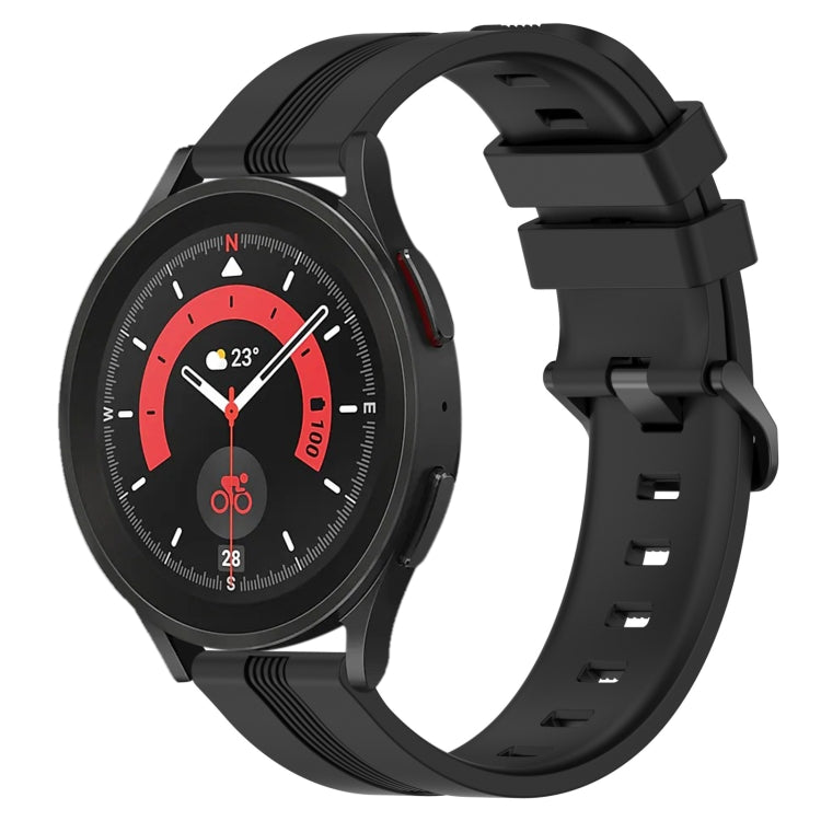 For Samsung Galaxy Watch5 Pro 45mm 20mm Concave Striped Slicone Watch Band