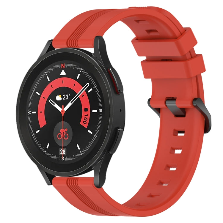 For Samsung Galaxy Watch5 Pro 45mm 20mm Concave Striped Slicone Watch Band