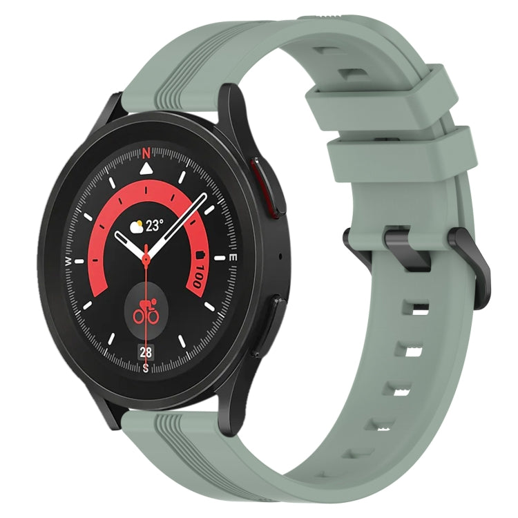 For Samsung Galaxy Watch5 Pro 45mm 20mm Concave Striped Slicone Watch Band