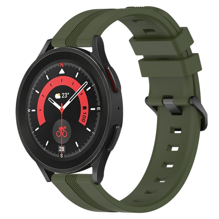 For Samsung Galaxy Watch5 Pro 45mm 20mm Concave Striped Slicone Watch Band