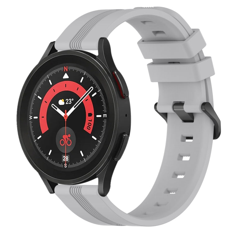 For Samsung Galaxy Watch5 Pro 45mm 20mm Concave Striped Slicone Watch Band