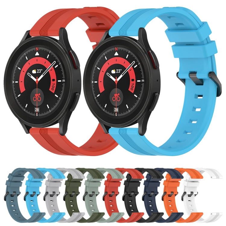 For Samsung Galaxy Watch5 Pro 45mm 20mm Concave Striped Slicone Watch Band