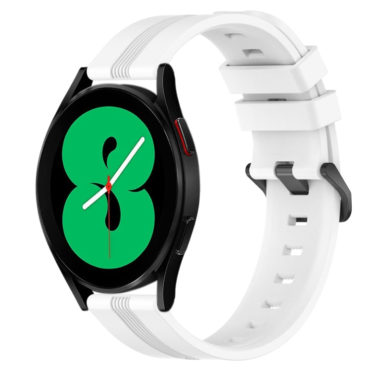 For Samsung Galaxy Watch4 44mm 20mm Concave Striped Slicone Watch Band