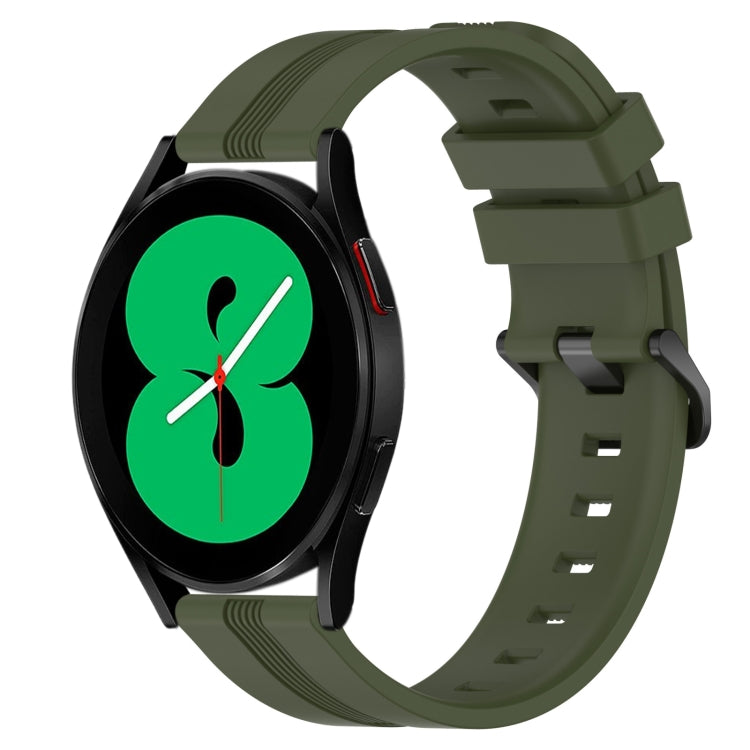 For Samsung Galaxy Watch4 44mm 20mm Concave Striped Slicone Watch Band