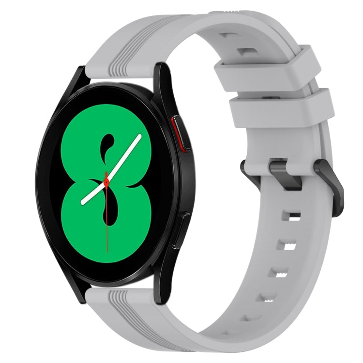 For Samsung Galaxy Watch4 44mm 20mm Concave Striped Slicone Watch Band