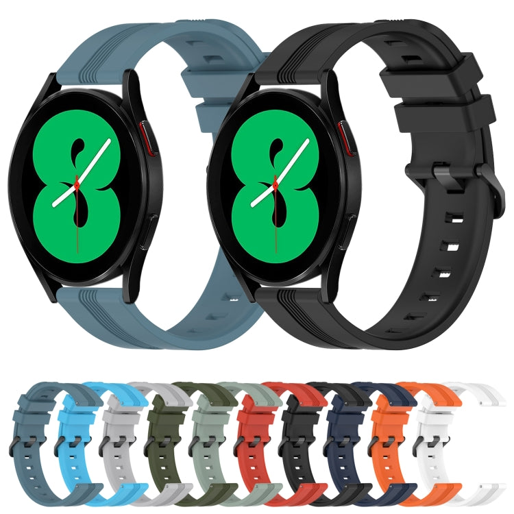 For Samsung Galaxy Watch4 44mm 20mm Concave Striped Slicone Watch Band