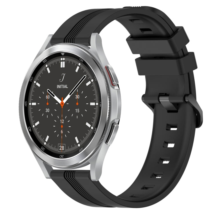 For Samsung  Galaxy Watch 4 Classic 46mm 20mm Concave Striped Slicone Watch Band
