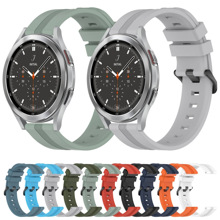 For Samsung  Galaxy Watch 4 Classic 46mm 20mm Concave Striped Slicone Watch Band