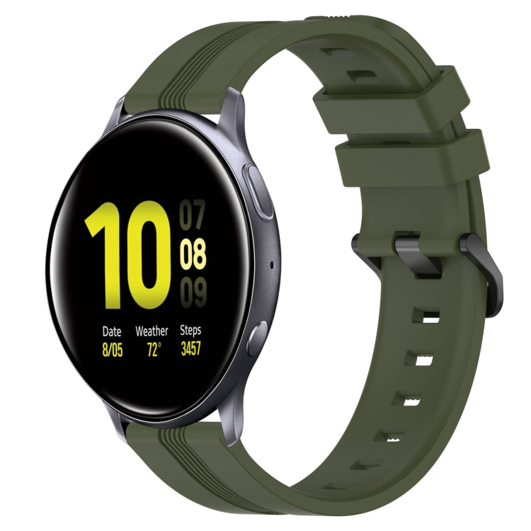 For Samsung Galaxy Watch Active 2 40mm 20mm Concave Striped Slicone Watch Band
