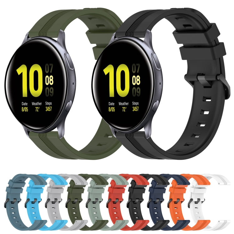 For Samsung Galaxy Watch Active 2 40mm 20mm Concave Striped Slicone Watch Band